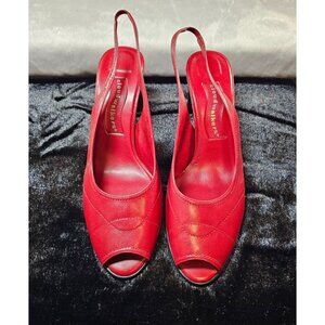 Cloud Walker Crown Peep Toe Leather Upper Pumps - Red - SZ 12W
